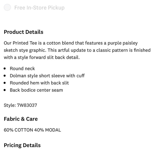 Lucky Brand Paisley Split Back Tee in Navy Size Small - Picture 10 of 11